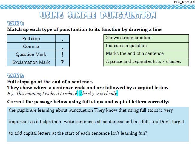 Super SPAG - English - Using Simple Punctuation - Activity Worksheet