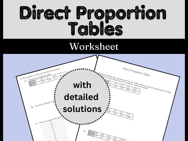 Direct Proportion Tables Worksheet (with solutions)