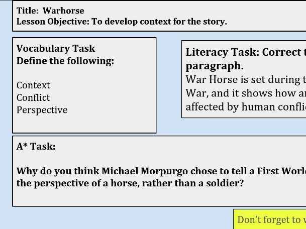Warhorse full Teaching Pack