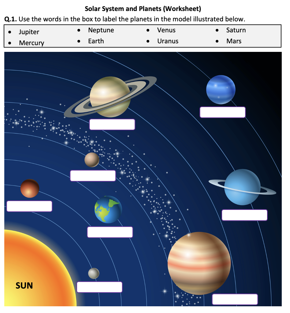 solar system drawing worksheets