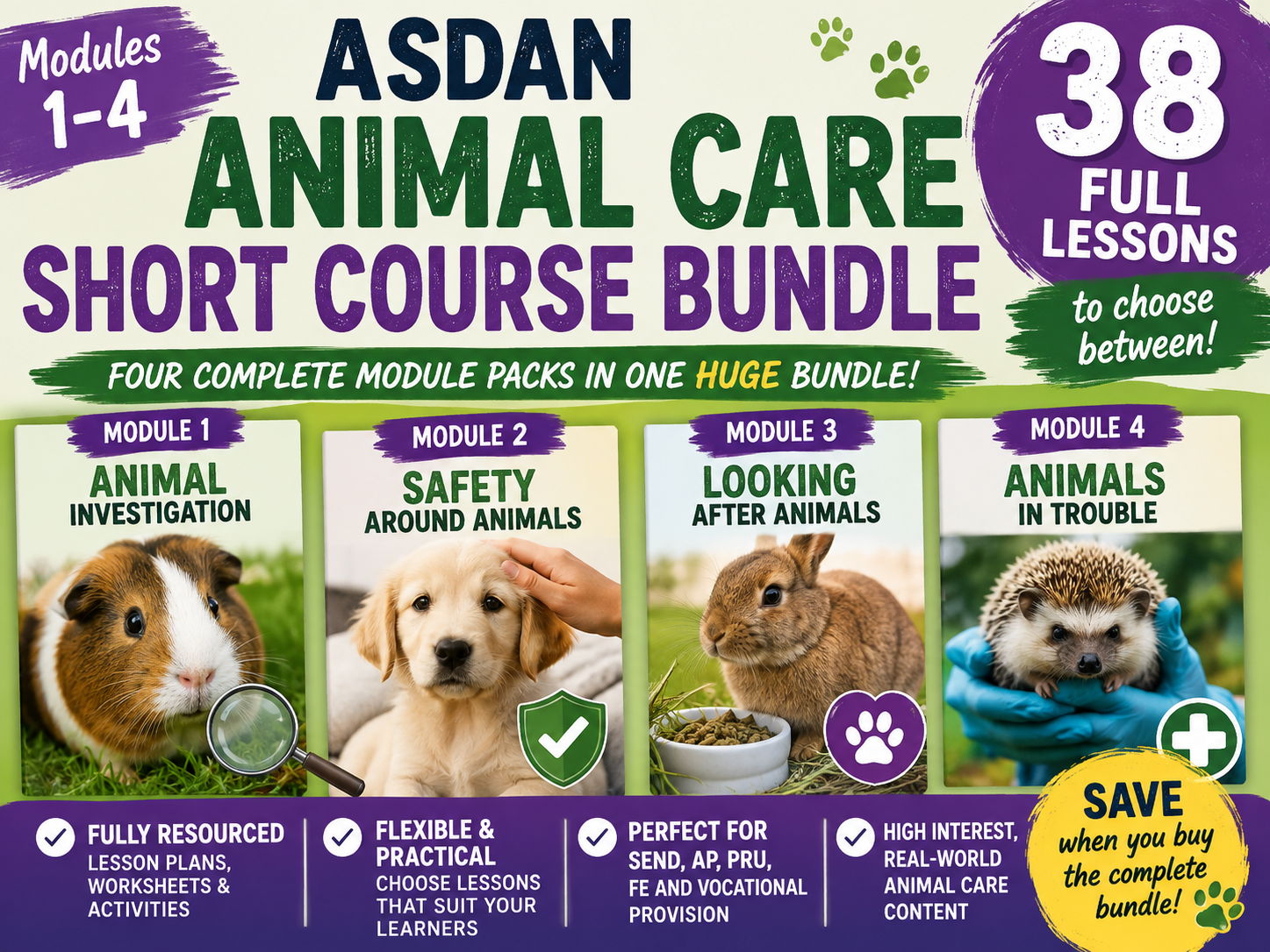 ASDAN Animal Care Short Course Bundle | 38 Full Lessons | Modules 1–4