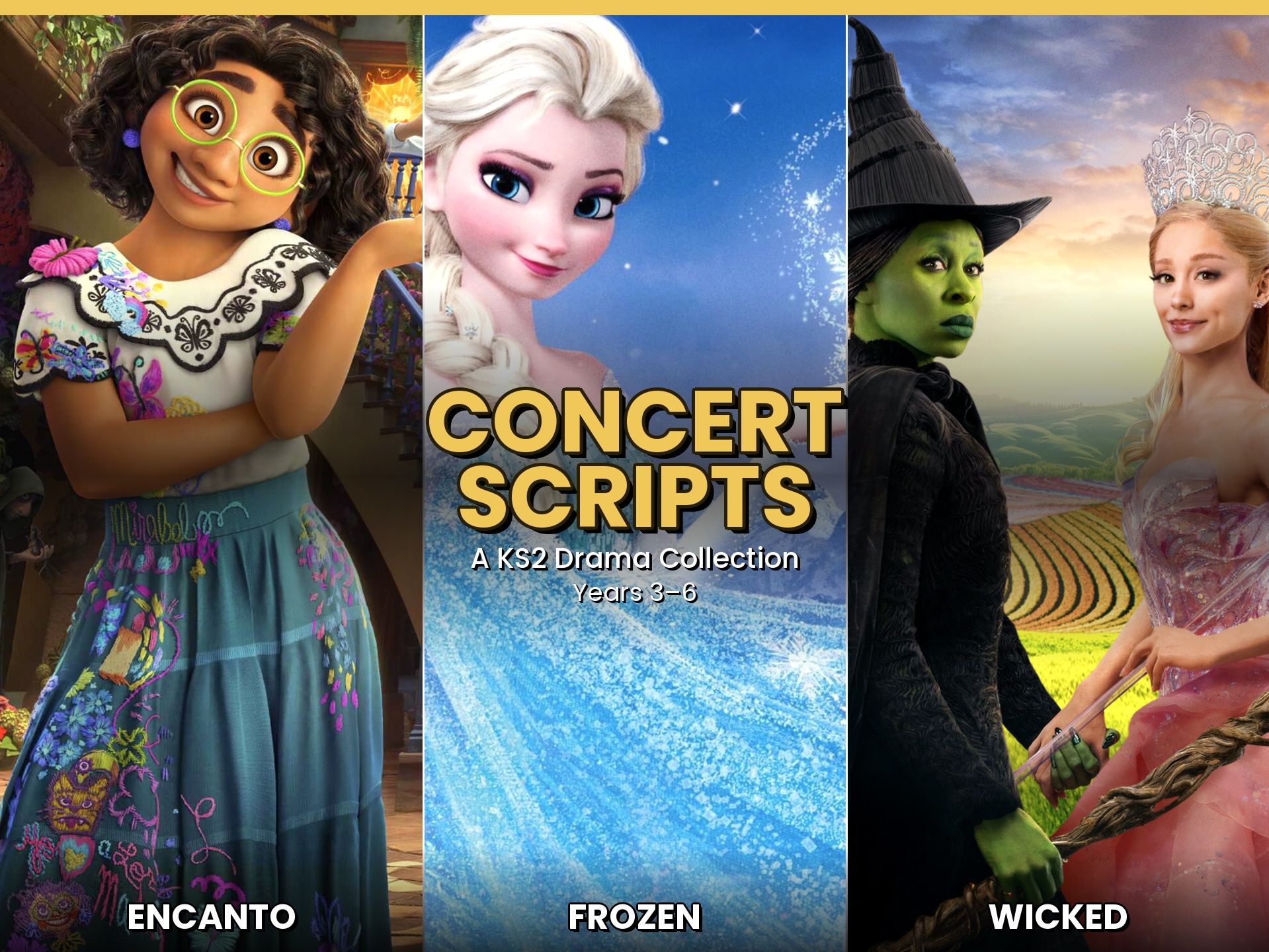 KS2 Concert Script Bundle – Encanto, Frozen & Wicked | 3 Complete School Shows