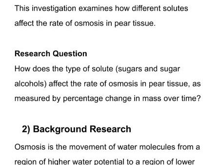 Biology in Practice Investigation – Model Report (Osmosis & Food Preservation) - Science Masters