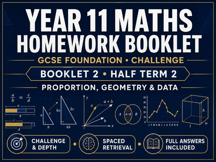 Year 11 Maths Homework Booklet – GCSE Foundation Challenge – Half Term 2 with Answers