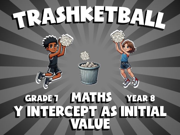 Y Intercept as Initial Value TRASHKETBALL Maths Game | No-Prep Year 8 Review Activity