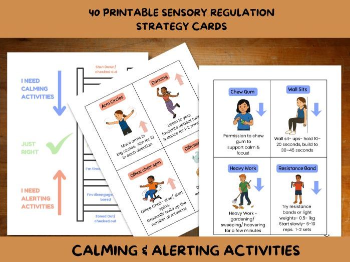 Sensory Regulation Strategy Cards.  Self-Regulation Activities