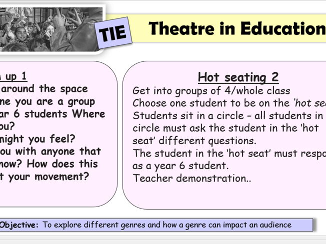 Theatre in Education KS3 Complete lessons and resources with quiz.
