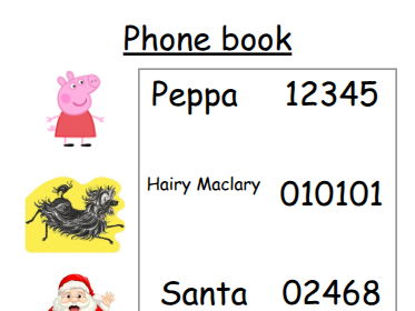 Early Years Phone Book Resource for Home Corner