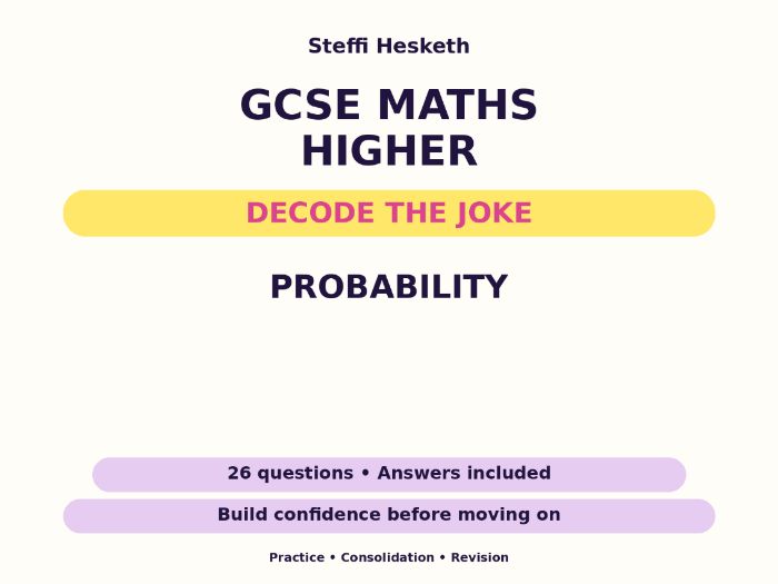 Probability | GCSE Decode the Joke + Answers