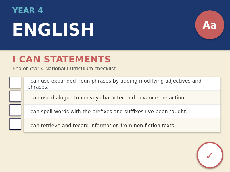 Year 4 English I Can Statements | End of Year National Curriculum Checklist