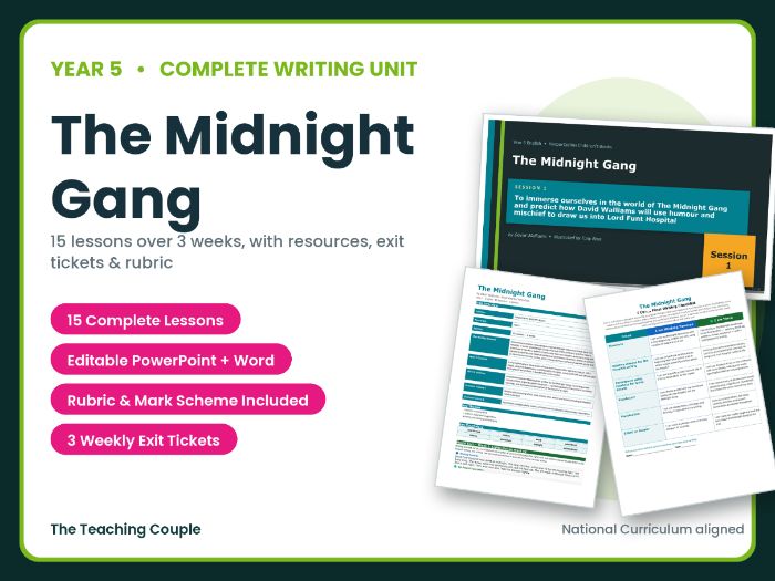 The Midnight Gang | Year 5 English Unit | 15 Complete Lessons + Resources + Mark Scheme