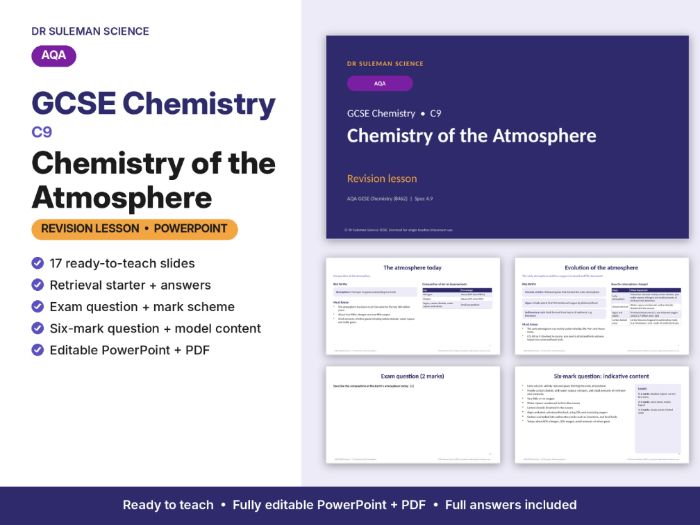 AQA GCSE Chemistry C9 Chemistry of the Atmosphere Revision Lesson PPT