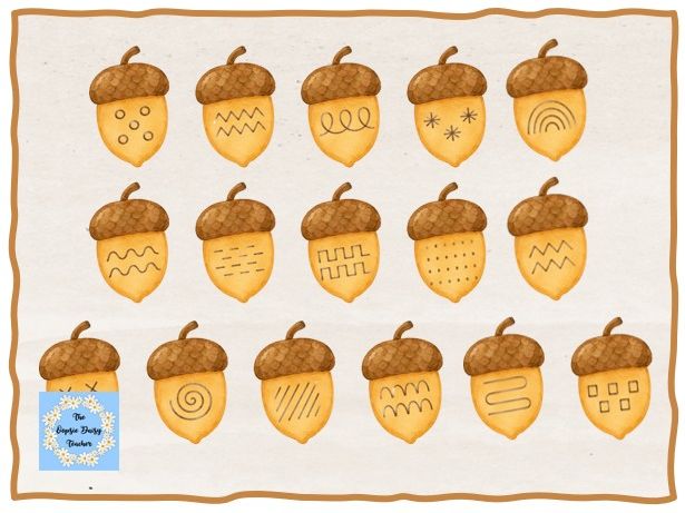 Mark Making Patterns Activity Discs - Autumn Acorns (Natural Theme)