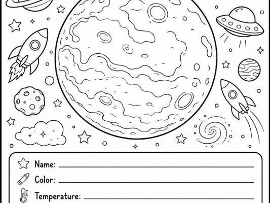 Planet Mars Colouring Worksheet- Solar System