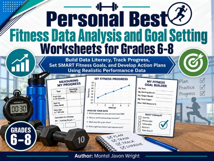 Fitness Data Analysis & Goal Setting Worksheets | Grades 6–9 PE | Personal Bests & SMART Goals