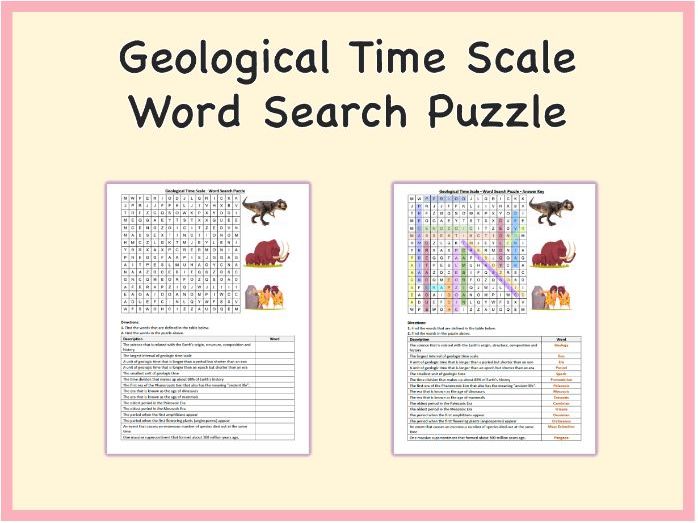 Geological Time Scale - Word Search Puzzle Worksheet Activity (Printable PDF)