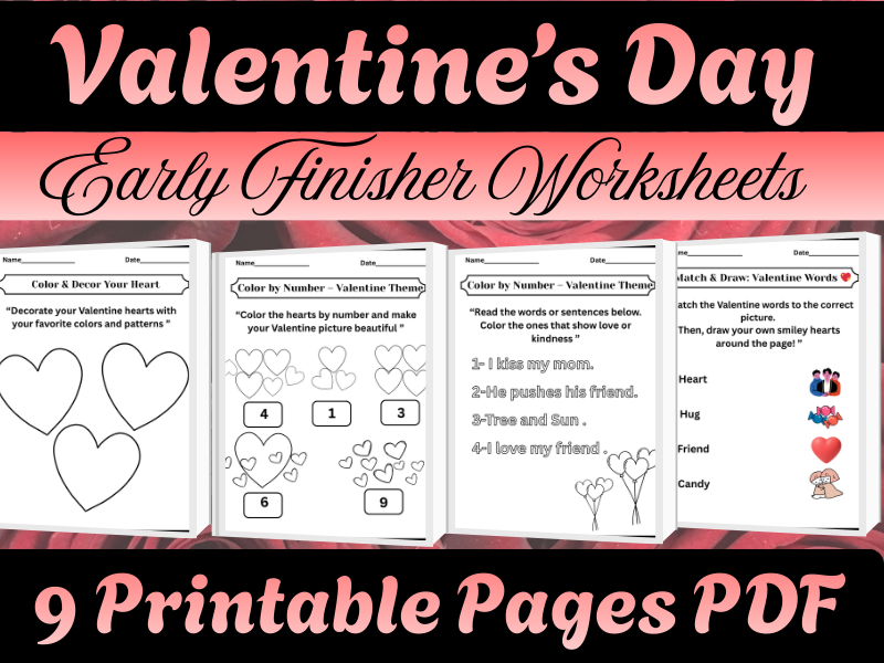 Valentine’s Day Early Finisher Worksheets