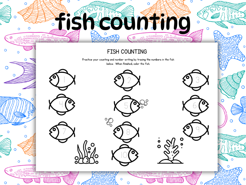 fish counting fun worksheet