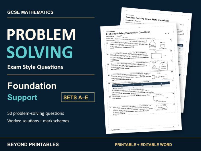 GCSE Maths Problem Solving: Foundation Support Sets A-E - Exam Style Questions
