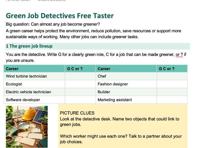 Title: FREE Green Careers Week Activity | Green Job Detectives | KS3 & KS4 | Teacher Answers