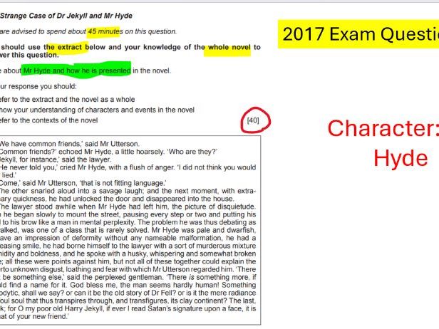 Jekyll and Hyde PAST EXAM (Eduqas) Questions 2024-2017