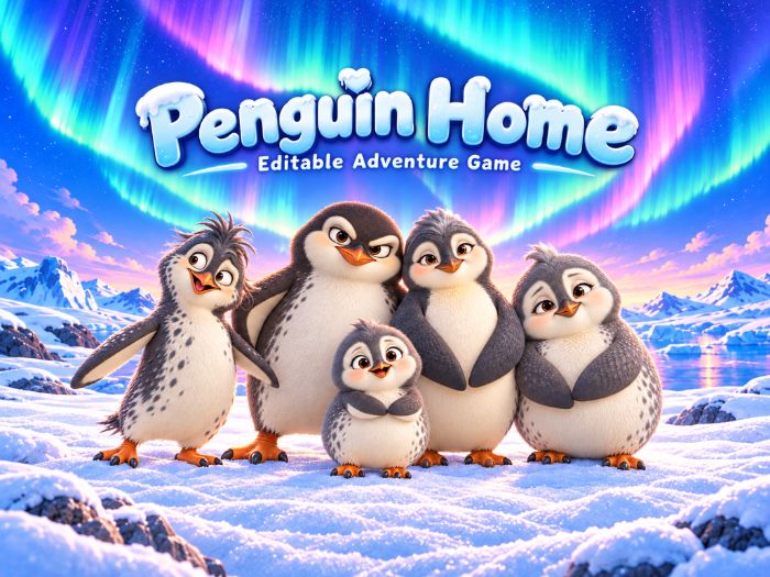PENGUINS | EDITABLE LEARNING GAME WORLD | 12 LOCATIONS & 16 CHARACTERS