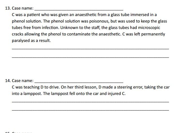Liability in negligence - Name the case (OCR A-level law)