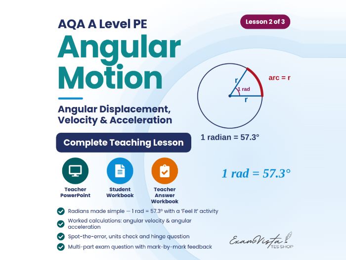 AQA A Level PE Biomechanics – Angular Motion Lesson 2: Angular Displacement, Velocity & Acceleration