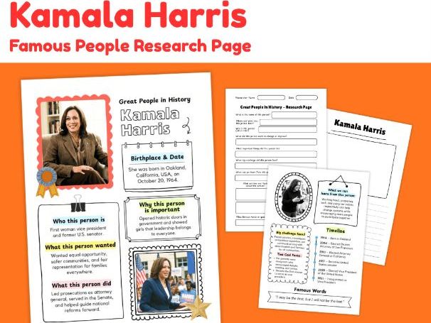 Kamala Harris Biography Research Project | Famous People Worksheets