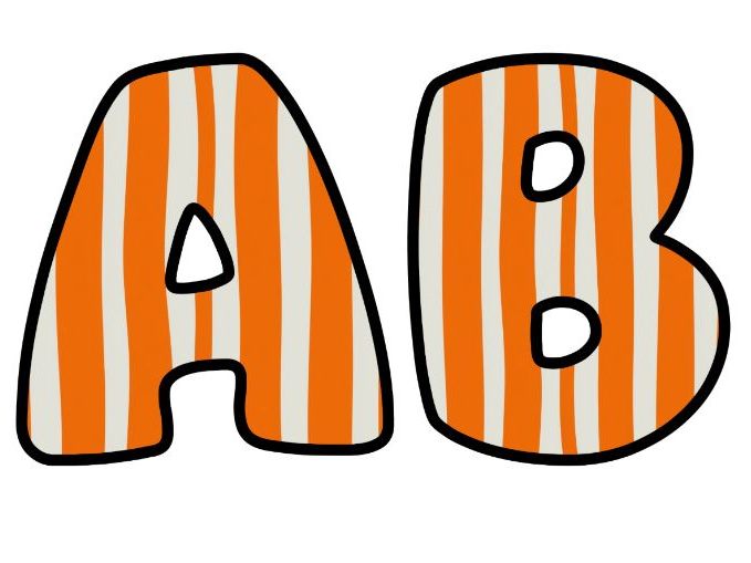 Orange Vertical Stripes Alphabet Lettering Set | Classroom Display | Upper & Lowercase, 0-9