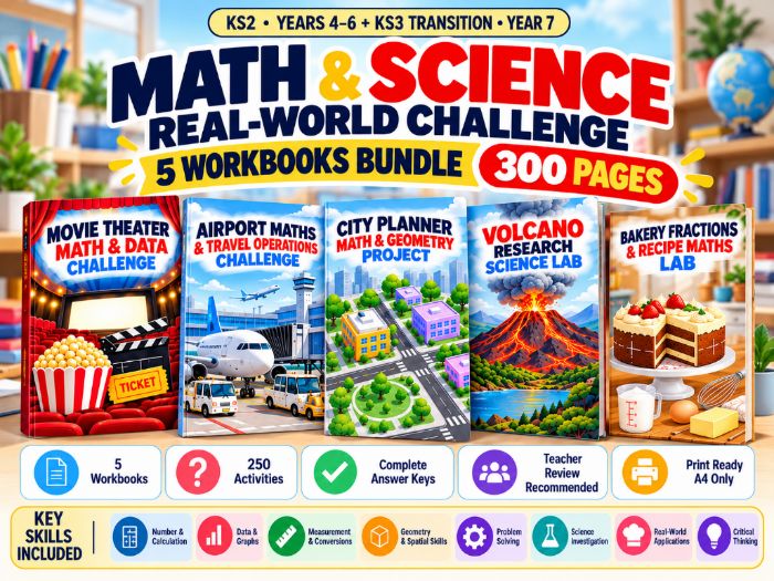 KS2 Maths & Science Real-World Challenge Bundle | 300 Pages | Years 4–7