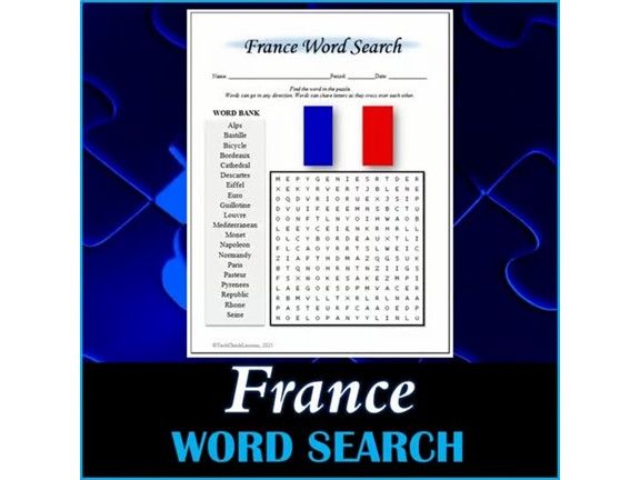 All About France Word Search Puzzle | Teaching Resources