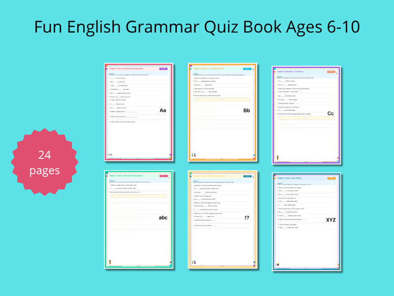 Fun English Grammar Quiz Book Ages 6-10