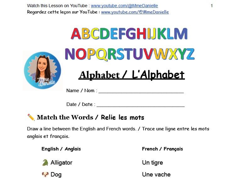 ABC - Alphabet - Bilingual - French-English (Mme Danielle)