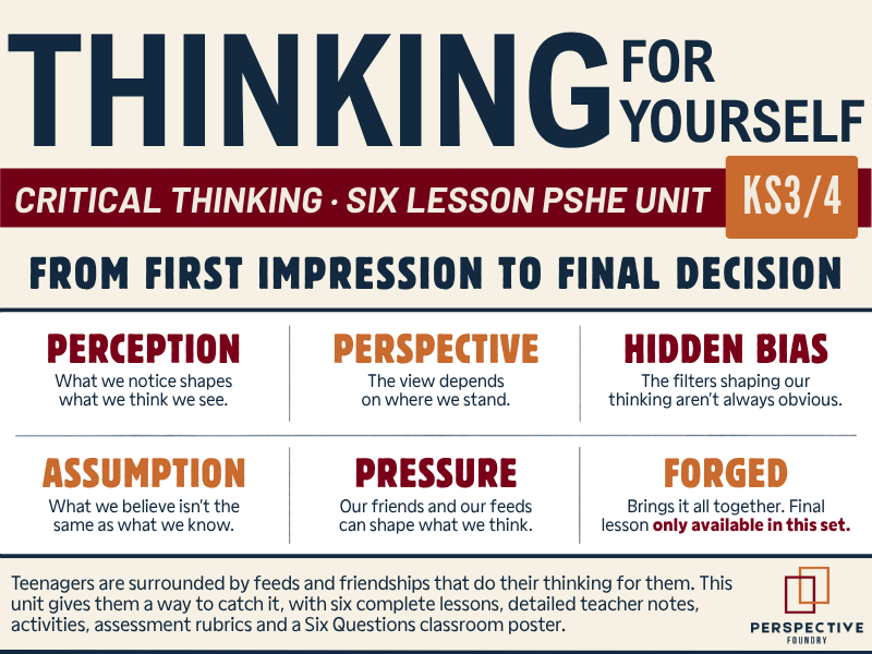 Critical Thinking PSHE 6-Lesson Unit KS3 KS4