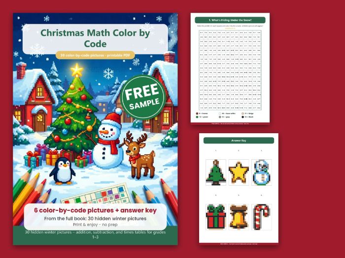 FREE Christmas Maths Colour by Code - KS1 Addition & Subtraction