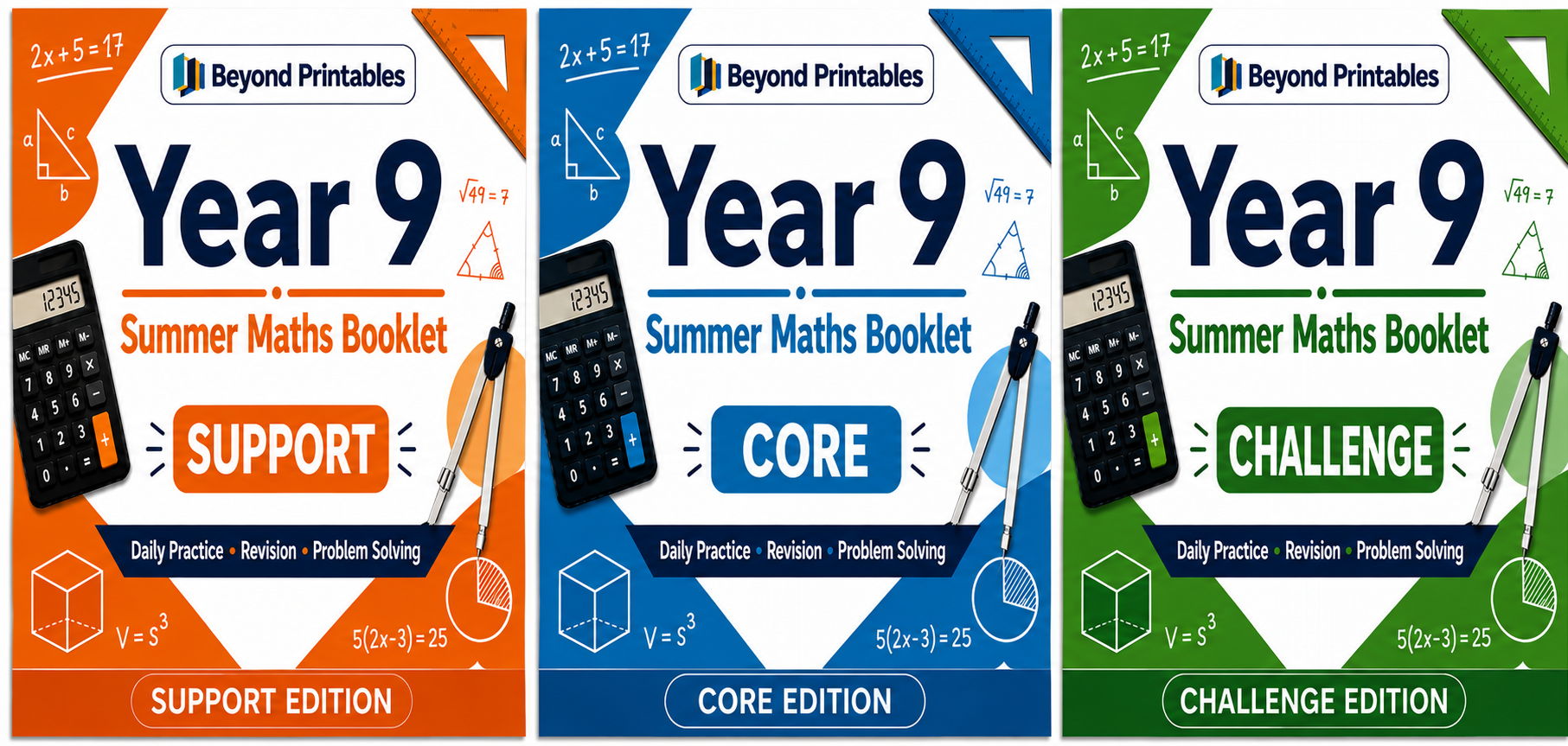 Year 9 Summer Maths Bundle 2026 – Support, Core & Challenge Editions