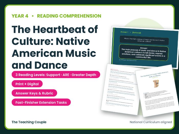 Native American Music and Dance Reading Comprehension | Year 4 (KS2)