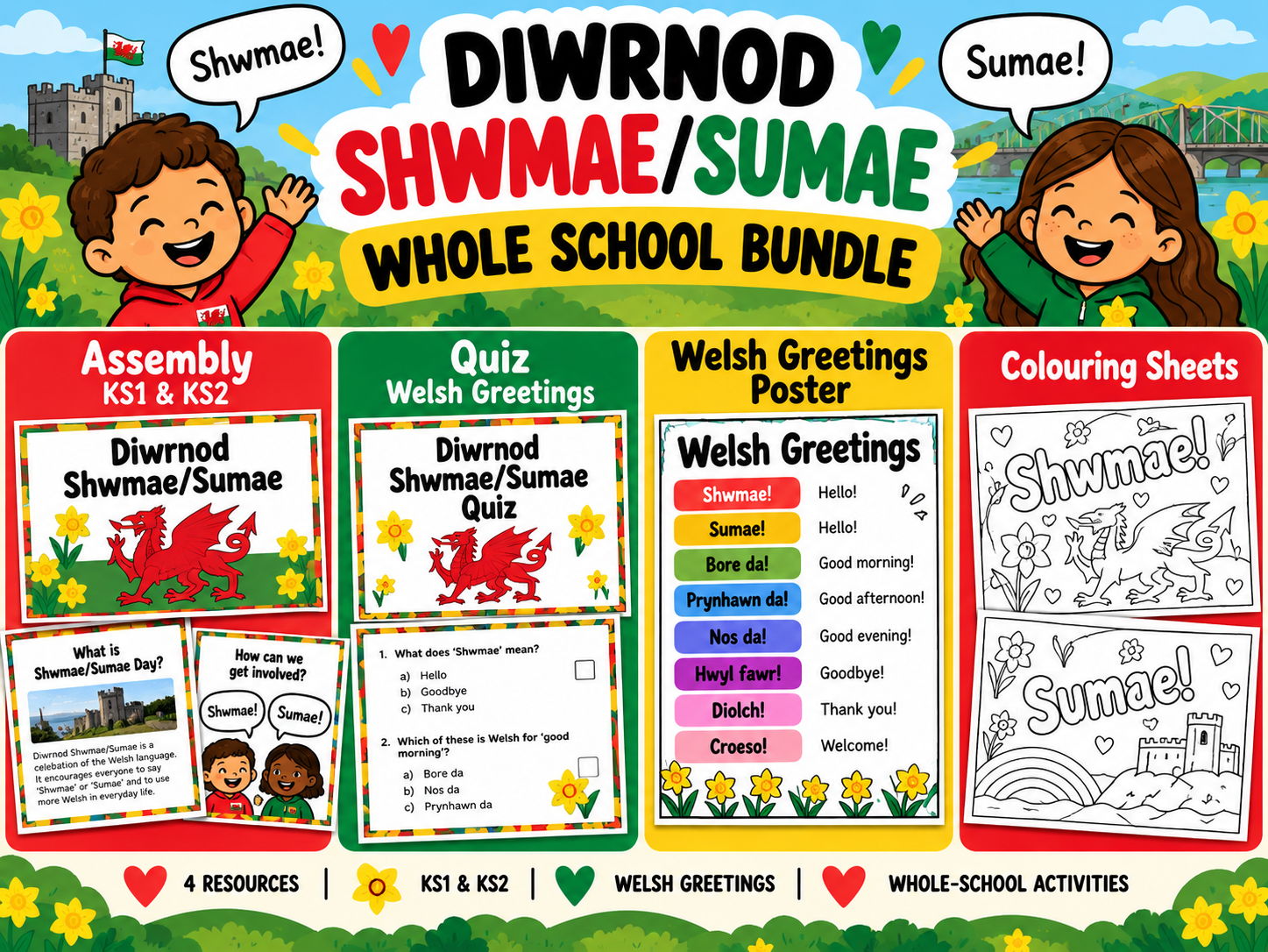 Diwrnod Shwmae/Sumae Whole School Bundle | Assembly, Quiz, Posters & Colouring | Updated for 2026-27