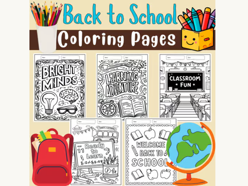 Back to School Coloring Sheets for Kids | Educational Coloring pages Activities