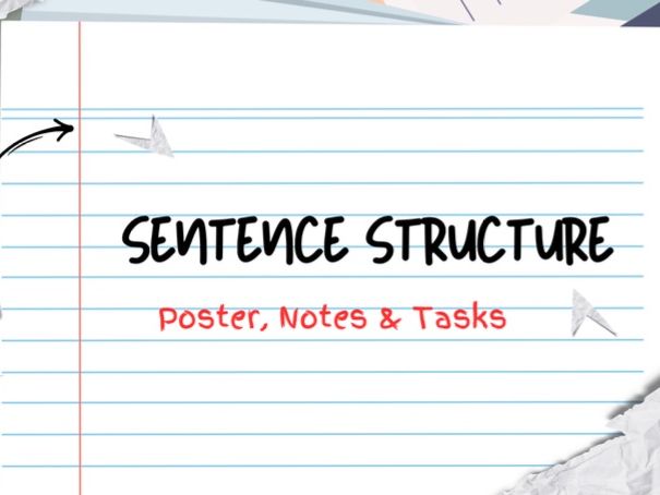 Types of Sentences & Sentence Structure: Poster, Notes & Tasks