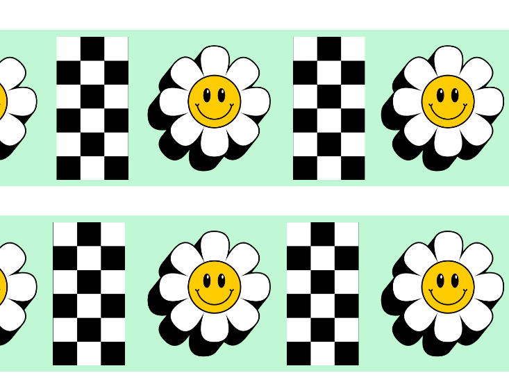 Bulletin/ display border - happy flower and checkered