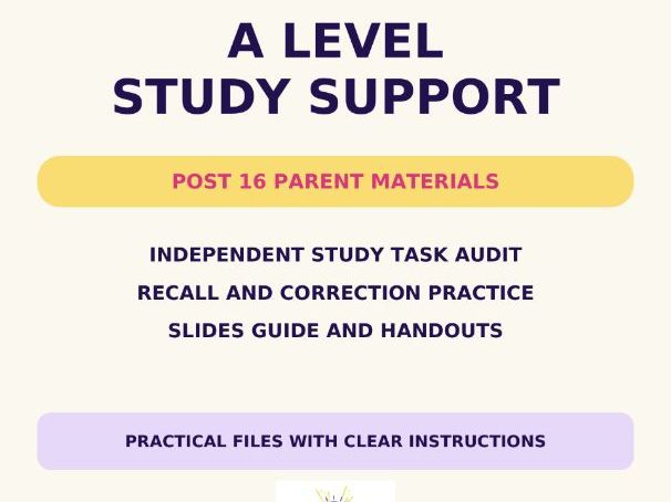 A Level Study Support Parent Workshop Pack