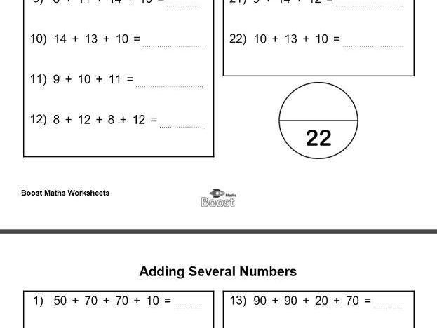 Adding several numbers-including answers