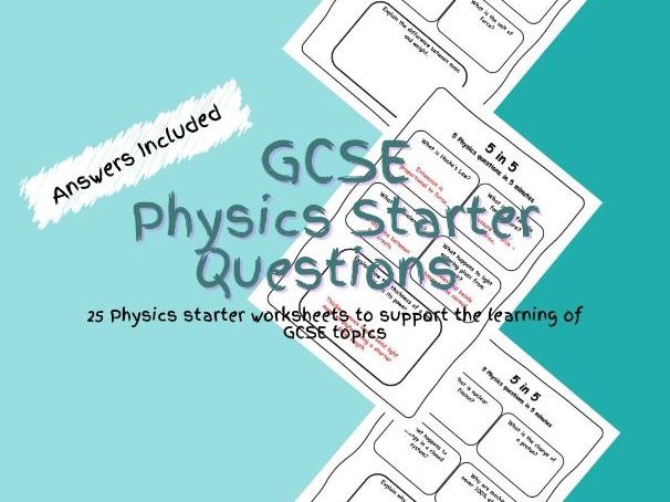 GCSE Physics Starter Questions Worksheets PDF