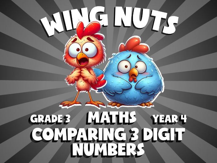 Comparing 3 Digit Numbers WING NUTS Maths Game | No-Prep Year 4 Review Activity
