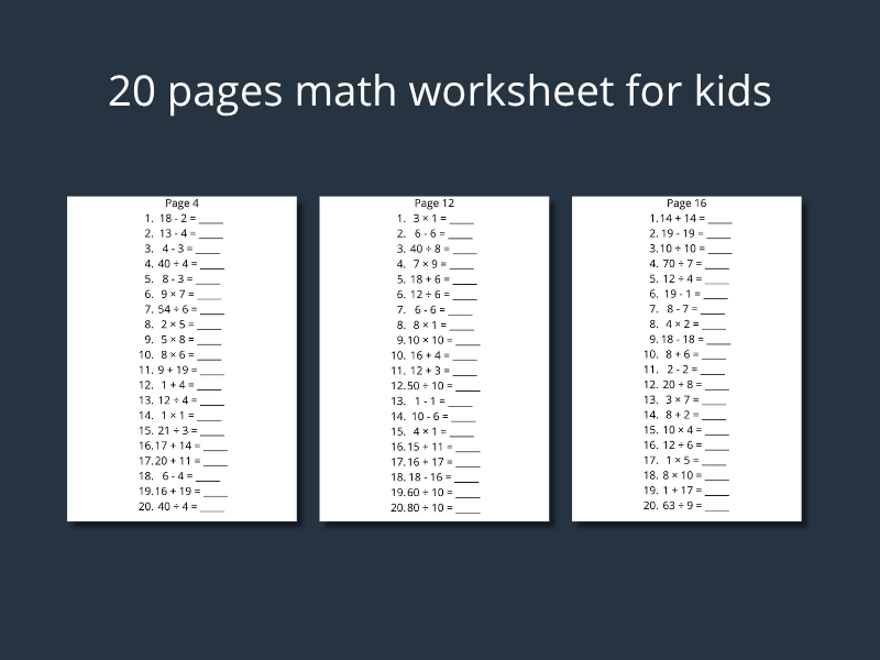 Math Operation Worksheets for Kids