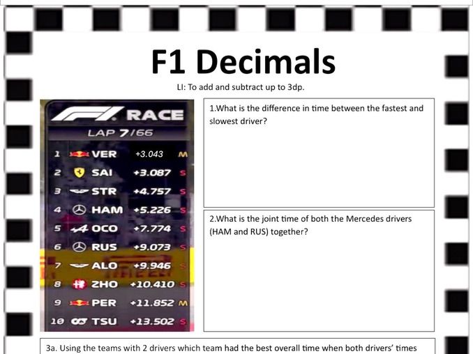 F1 +/- Decimals
