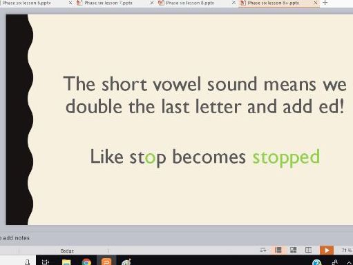 Phonics Phase 6 Whole Class Powerpoints for Lessons 5-8 (past tense: long and short vowel sounds)