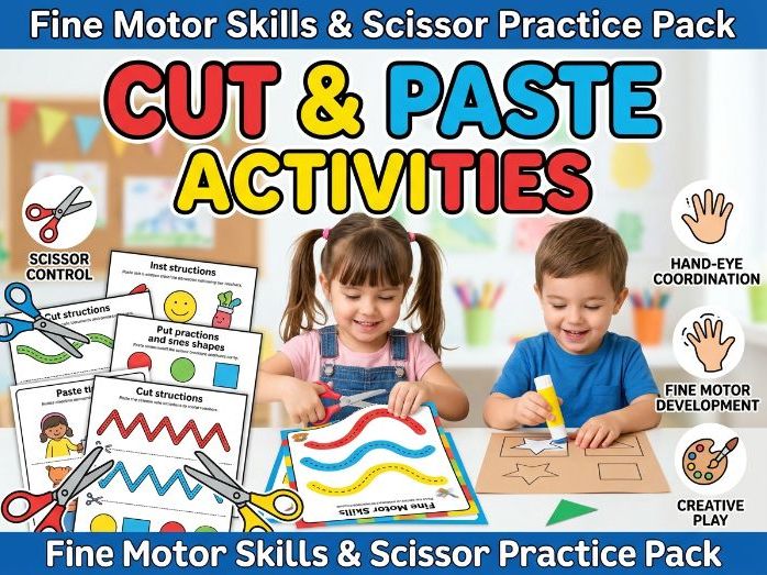 Fine Motor Skills Activities | Scissor Practice & Cut and Paste | Calm Down Printable for Kids